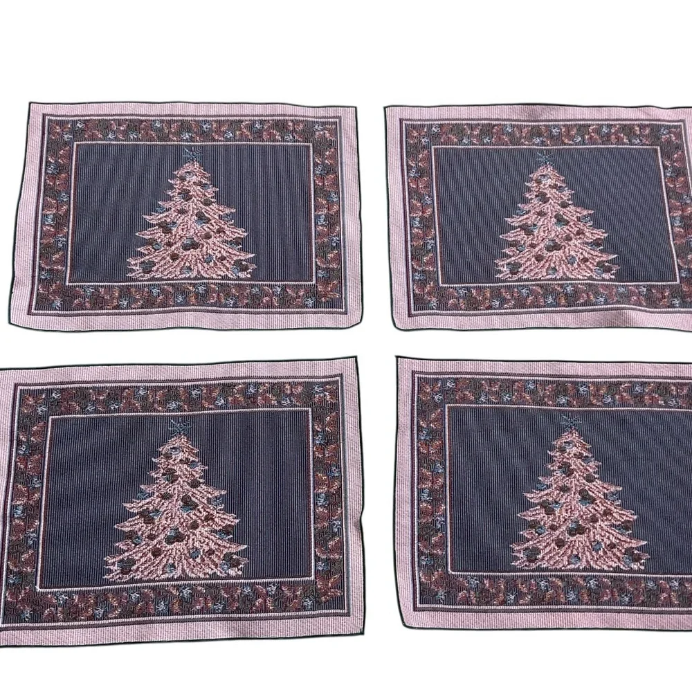 Set of 4 Christmas Tree Placemats American Greetings 18” X 13” NWT